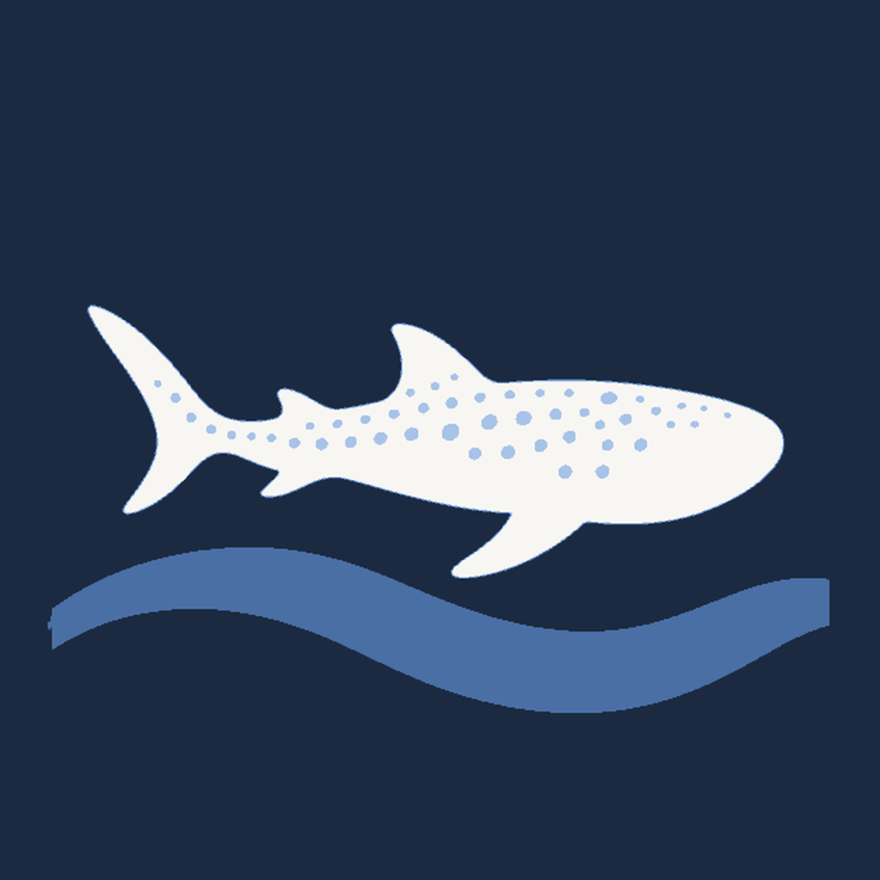 MK-SH-1 mark: a whale shark in negative space between two tide bands